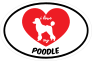 Handwritten I Love My Poodle With Heart Oval Sticker