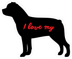 Handwritten I Love My Rottweiler Silhouette  Sticker