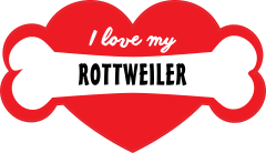Handwritten I Love My Rottweiler With Bone And Heart Sticker