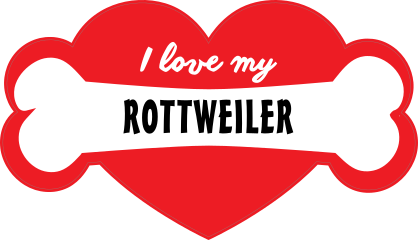 Handwritten I Love My Rottweiler With Bone And Heart Sticker