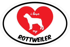Handwritten I Love My Rottweiler With Heart Oval Sticker