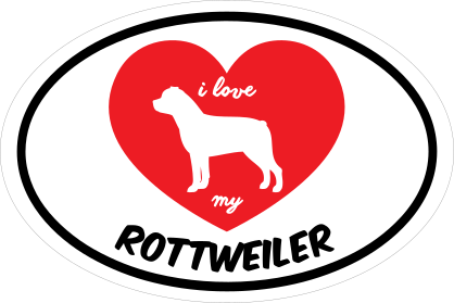 Handwritten I Love My Rottweiler With Heart Oval Sticker