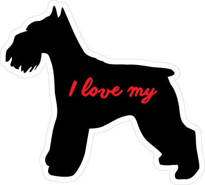 Handwritten I Love My Schnauzer Silhouette  Sticker