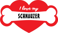 Handwritten I Love My Schnauzer With Bone And Heart Sticker