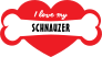 Handwritten I Love My Schnauzer With Bone And Heart Sticker
