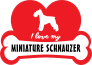 Handwritten I Love My Schnauzer With Dog Bone And Heart Sticker