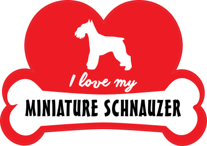 Handwritten I Love My Schnauzer With Dog Bone And Heart Sticker