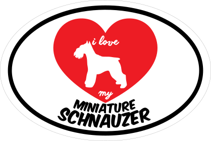 Handwritten I Love My Schnauzer With Heart Oval Sticker