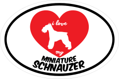 Handwritten I Love My Schnauzer With Heart Oval Sticker