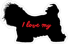 Handwritten I Love My Shih Tzu Silhouette  Sticker