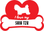 Handwritten I Love My Shih Tzu With Dog Bone And Heart Sticker