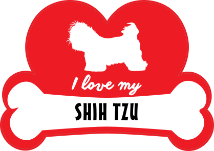 Handwritten I Love My Shih Tzu With Dog Bone And Heart Sticker