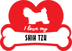 Handwritten I Love My Shih Tzu With Dog Bone And Heart Sticker