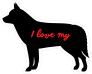 Handwritten I Love My Siberian Husky Silhouette  Sticker