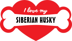 Handwritten I Love My Siberian Husky With Bone And Heart Sticke