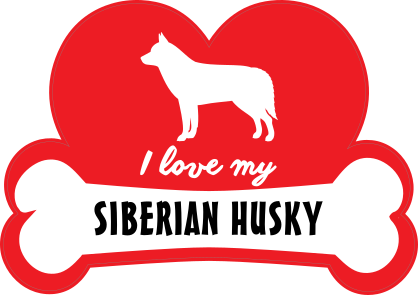 Handwritten I Love My Siberian Husky With Dog Bone And Heart St