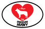 Handwritten I Love My Siberian Husky With Heart Oval Sticker