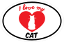 Handwritten I Love My Sitting Cat With Heart Oval Sticker