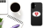 Handwritten I Love My Walking Cat With Heart Oval Sticker on a Phone (New) example