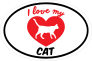 Handwritten I Love My Walking Cat With Heart Oval Sticker
