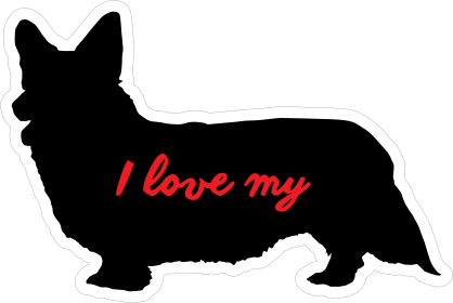 Handwritten I Love My Welsh Corgi Silhouette  Sticker