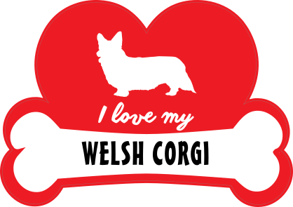 Handwritten I Love My Welsh Corgi With Dog Bone And Heart Stick