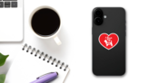Handwritten I Love My Yorkshire Terrier Heart Sticker on a Phone (New) example