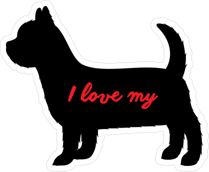 Handwritten I Love My Yorkshire Terrier Silhouette  Sticker