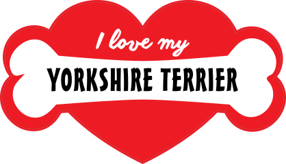 Handwritten I Love My Yorkshire Terrier With Bone And Heart Sti