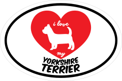 Handwritten I Love My Yorkshire Terrier With Heart Oval Sticker
