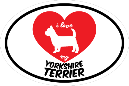 Handwritten I Love My Yorkshire Terrier With Heart Oval Sticker