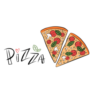 Handwritten Pizza Lettering Two Slices Sticker
