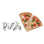 Handwritten Pizza Lettering Two Slices Sticker
