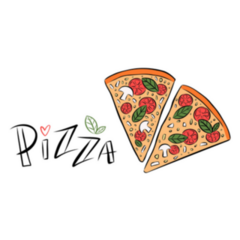 Handwritten Pizza Lettering Two Slices Sticker