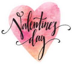 Handwritten Valentines Day Calligraphy On Watercolor Sticker