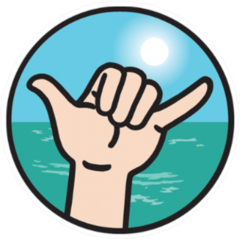 Hang Loose Hand Signal With Ocean Background Sticker