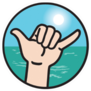Hang Loose Hand Signal With Ocean Background Sticker