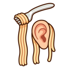 Hanging Noodles On Ears Cartoon Sticker