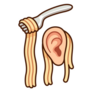 Hanging Noodles On Ears Cartoon Sticker