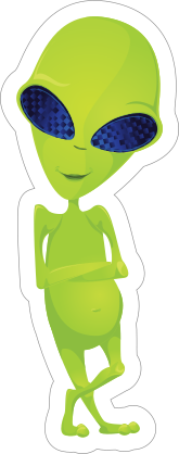 Hanging Out Green Alien Sticker