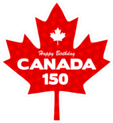 Happy 150 Birthday Canada Maple Leaf Sticker