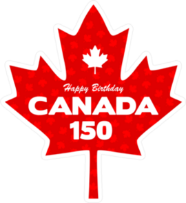 Happy 150 Birthday Canada Maple Leaf Sticker