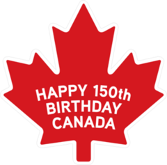 Happy 150th Birthday Canada Maple Leaf Sticker