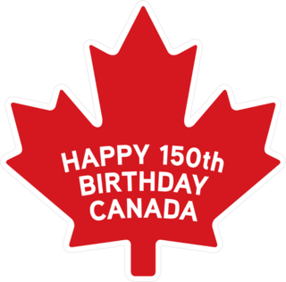 Happy 150th Birthday Canada Maple Leaf Sticker