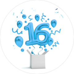 Happy 16th Birthday Blue Sticker