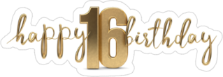 Happy 16th Birthday Gold Sticker