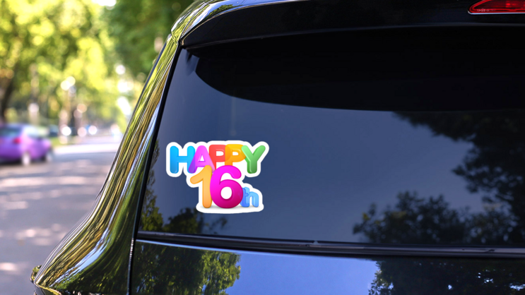 Happy 16th Sticker on a Rear Car Window (New) example