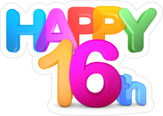 Happy 16th Sticker