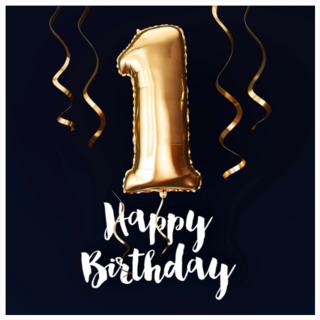 Happy 1st Birthday Balloon Sticker