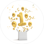 Happy 1st Birthday Gold Sticker